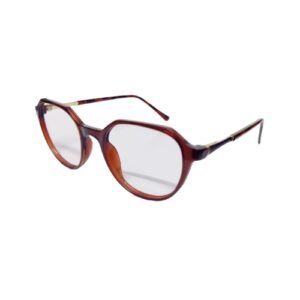 Untitled design (48) Maroon Gold Round Full Rim Unisex Eyeglasses With lens