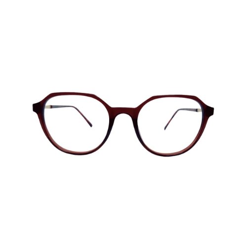 Untitled design (49) Maroon Gold Round Full Rim Unisex Eyeglasses With lens